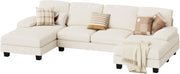 Sectional Couches for Living Room, U Shaped Couch with Chenille Fabric, 4 Seat Modern Sofa with Removable Pillows for Apartment and Small Space (Fabric, Grey)