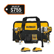 DEWALT DCK2101QQ2 - 20V MAX Lithium-Ion Cordless 2-Tool Combo Kit with (2) 4.0 Ah Batteries, Charger and Kit Bag