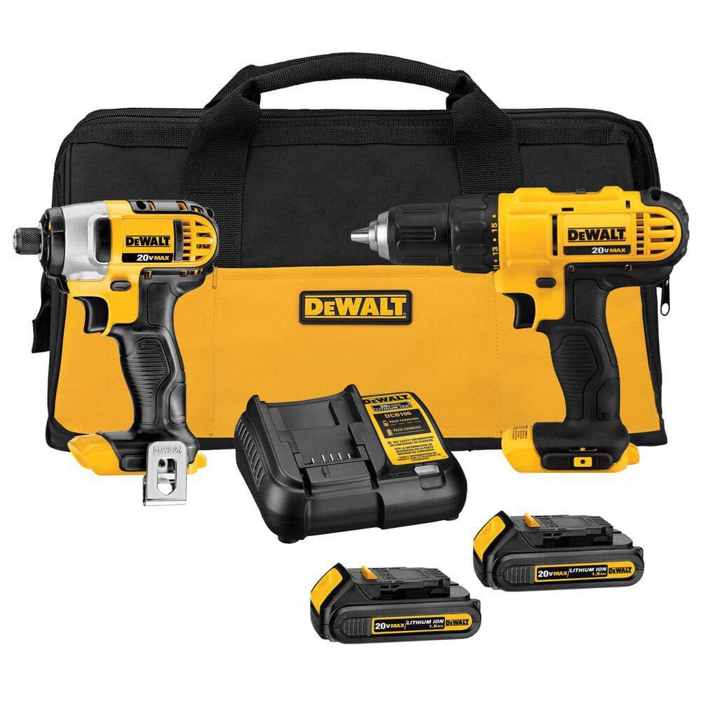 DEWALT DCK240C2 - 20V MAX Cordless Drill/Impact 2 Tool Combo Kit with (2) 20V 1.3Ah Batteries, Charger, and Bag