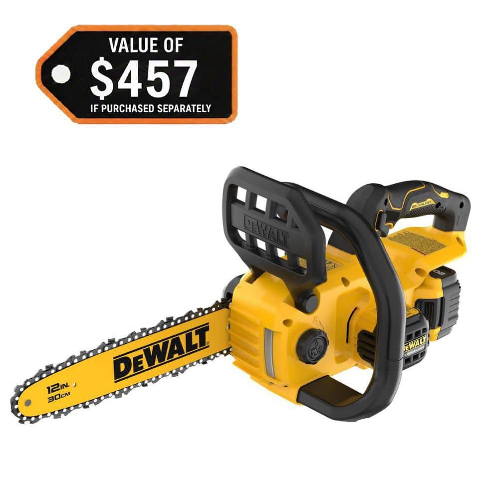 DEWALT DCCS621P1 - 20-Volt MAX 12 in. Brushless Cordless Battery Powered Chainsaw Kit with 5.0 Ah Battery and Charger