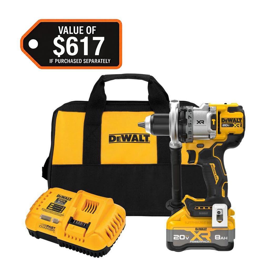 DEWALT DCD1007WW1 - 20V XR Lithium-Ion Cordless Hammer Drill Kit with 8.0 Ah Battery, Charger and Kit Bag