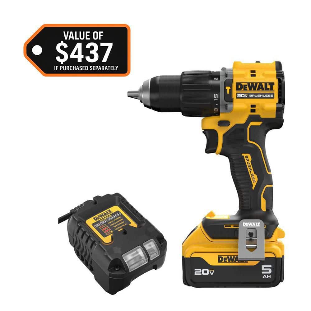 DEWALT DCD799P1 - ATOMIC 20V Lithium-Ion Cordless 1/2 in. Hammer Drill Kit with 5.0 Ah Battery and Charger