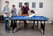 Fairmont 6 Ft Portable Pool Table, Adults Folding Billiards Tables for Game Room with Easy Foldable Storage, Includes Full Set of Billiard Balls, Cues, Chalk & Brush